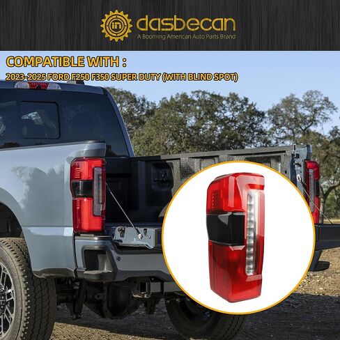 مجموعة مصابيح الذيل من داسبيكان هالوجين متوافقة مع 2023-2025 Ford F250 F350 Super Duty (ث/نقطة عمياء) المصباح الخلفي للجانب الأيمن للراكب استبدال PC3Z13404B in Saudi Arabia