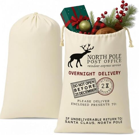 Clysee 6 Pcs Extra Large Santa Sublimation, 43.3 × 27.5 Inch Blank Christmas Huge Sacks Drawstring Christmas Gift Bag DIY Xmas Canvas Cotton Sack for Xmas Gift Sublimation Drawstring Bag in Saudi Arabia