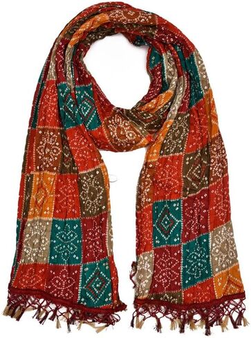 Women Rajasthani Traditional Silk bandhej dupatta 2.25mtr (Color: Multicolor) in Saudi Arabia