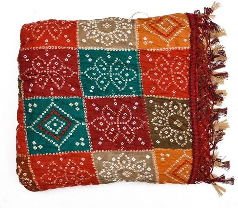 Women Rajasthani Traditional Silk bandhej dupatta 2.25mtr (Color: Multicolor) in Saudi Arabia