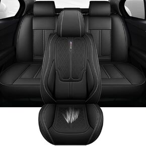 أغطية مقاعد السيارة مجموعة كاملة لسيارة Honda Civic 2003-2026 أغطية مقاعد جلد نابا، غطاء مقعد مقاوم للماء غير قابل للانزلاق، واقيات مقاعد السيارة وسائد هوائية تكيفية (قياسية، أسود) in Kuwait