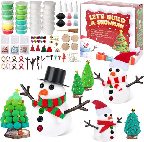 24 Pack Build a Snowman & Christmas Trees Clay Kit for Kids – Colorful Air Dry Clay Christmas Craft Set, Modeling Craft DIY Set, 2-in-1 Snowman Tree Activity, Creative Xmas Gift for Boys Girls in Saudi Arabia