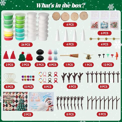 24 Pack Build a Snowman & Christmas Trees Clay Kit for Kids – Colorful Air Dry Clay Christmas Craft Set, Modeling Craft DIY Set, 2-in-1 Snowman Tree Activity, Creative Xmas Gift for Boys Girls in Saudi Arabia