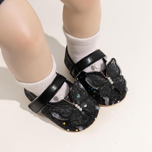 HsdsBebe Baby Girls Mary Jane Flats Non Slip Soft Sole Bowknot Princess Wedding Dress Shoes Toddler First Walkers Infant Newborn Baptism Crib Shoes in Saudi Arabia