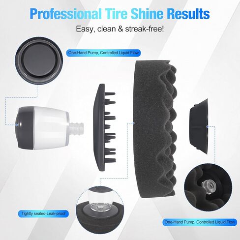 Flow Tire Shine Applicator: Upgrade Reusable Car & Truck Tire Dressing Applicator, No-Drip Streak-Free Shine | Works with All Tire Shine and Gels Professional Car Detailing Tool in Saudi Arabia