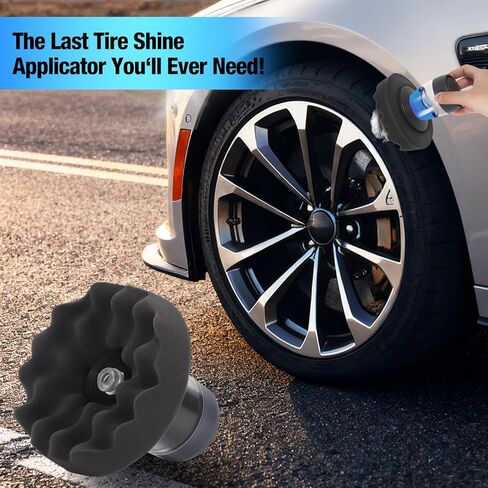 Flow Tire Shine Applicator: Upgrade Reusable Car & Truck Tire Dressing Applicator, No-Drip Streak-Free Shine | Works with All Tire Shine and Gels Professional Car Detailing Tool in Saudi Arabia