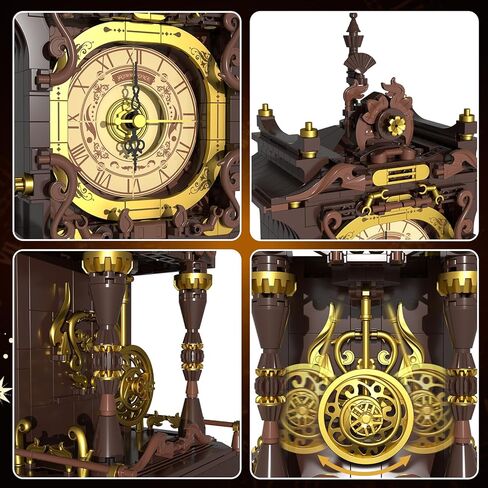 Vintage Swing Clock Building Blocks Set, Real Working Moving Pendulum & Rotating Dial, Mechanical Building Blocks Toys, Gift for Adults Teens Girls Boys 12+, Retro Steampunk Home Decor in Saudi Arabia