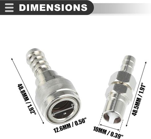 Motoforti Fuel Connector Male and Nut,for Tohatsu,Metal,Silver Tone in Saudi Arabia