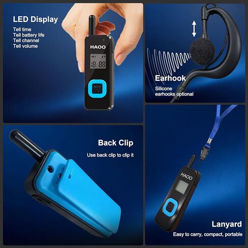 جهاز اتصال لاسلكي صغير جدًا ثنائي الاتجاه محمول مع جهاز إرسال واستقبال FM LCD/FRS/GMRS للأماكن الداخلية والخارجية، والأمن، والفنادق، والمطاعم، والخدمات، وحلاق السوبر ماركت، وصالونات التجميل، وسياحة المستشفيات، 3 عبوات in Saudi Arabia