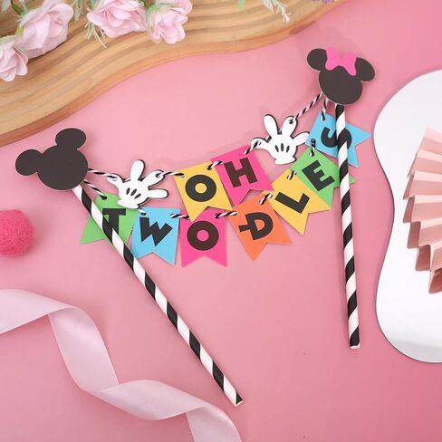 Mouse Oh Twodles Cake Topper - Oh Twodles Birthday Decorations,Mouse 2nd Birthday Cake Topper,Girl 2nd Party Decorations (Oh Twodles-3) in Saudi Arabia