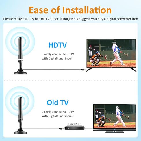 2026 Digital TV Antenna for Smart Tv Indoor TV Antenna for Tv Without Cable with Strong Magnetic Base, 360° Reception HD TV Antennas for Local Channels Support 4K 1080P, 10FT Long Cables in Saudi Arabia