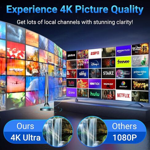 Digital TV Antenna for Smart Tv Indoor, 2024 Newest Indoor TV Antenna for Tv Without Cable with Strong Magnetic Base, 360° Reception HD Antenna for TV Indoor 4k, Tv Antenna for Local Channels ——All TV in Kuwait