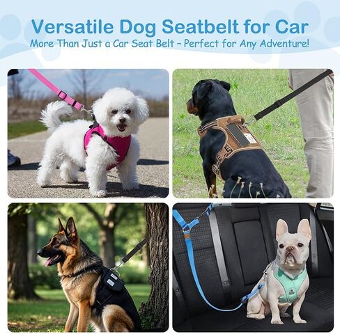 3 Pack Dog Seat Belt for Car, Car Headrest Restraint Adjustable Nylon Fabric, Dog Restraints Vehicle Seatbelts Harness in Saudi Arabia
