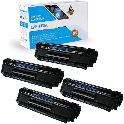 خرطوشة حبر بديلة متوافقة مع HP Q2612A، Canon 104، FX-9، FX-10 (4 عبوات سوداء) in Saudi Arabia
