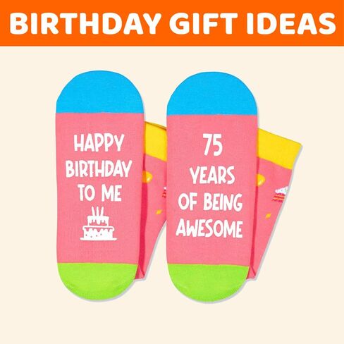 Zmart 75th Birthday Gift ideas Socks - Best Gifts for 75 Year Old Man Woman, 75th Birthday Gifts for Elderly Pink in Saudi Arabia