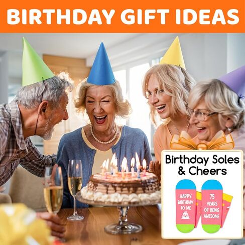 Zmart 75th Birthday Gift ideas Socks - Best Gifts for 75 Year Old Man Woman, 75th Birthday Gifts for Elderly Pink in Saudi Arabia