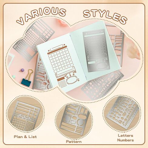 3PCS Metal Stencils, Journal Planner Stencils for Wood Burning Crafts Reusable Alphabet Template for Journaling Bullet Planner Accessories Journal Supplies (3) in Saudi Arabia