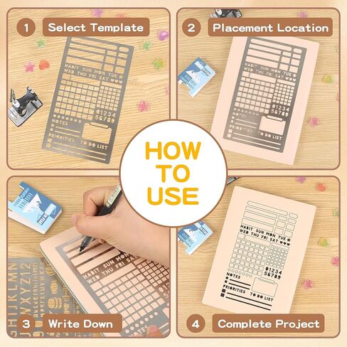 3PCS Metal Stencils, Journal Planner Stencils for Wood Burning Crafts Reusable Alphabet Template for Journaling Bullet Planner Accessories Journal Supplies (3) in Saudi Arabia