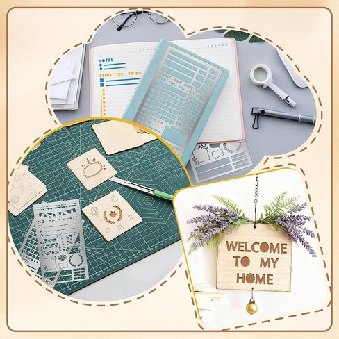 3PCS Metal Stencils, Journal Planner Stencils for Wood Burning Crafts Reusable Alphabet Template for Journaling Bullet Planner Accessories Journal Supplies (3) in Saudi Arabia