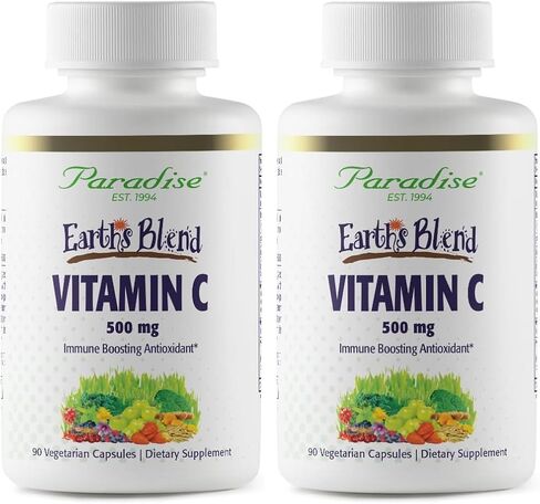 Paradise Herbs Earth's Blend Vitamin C with Nature's C and Adaptogens, Superfoods Base of Probiotics & Organic Alkalizing Greens, 90 Vegetarian Capsules in Kuwait