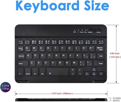 DETUOSI Universal 7-8 inch Wireless Keyboard, Multi-Device Travel Portable Ultrathin (6mm) Lightweight Wireless Keyboard for iOS/Android/Windows Tablet, Computer and Phone #Black in Saudi Arabia