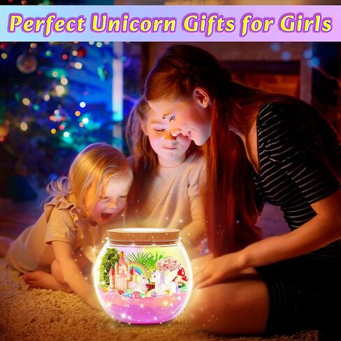 مجموعة الحرف اليدوية من Hannstar Unicorn Terrarium للأطفال - إضاءة ليلية LED وجهاز تحكم عن بعد لهدايا عيد ميلاد وحيد القرن للفتيات من سن 5 6 7 8 9 10 سنوات - هدايا عيد الميلاد للفتيات in Kuwait