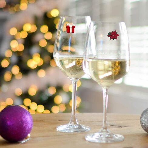 Gnome Snowmen Wine Glass Charms - Magnetic Markers for Stemless or Stemmed Glasses with Snowflakes, Crystal and more - set of 6 Drink Magnets by Simply Charmed in Saudi Arabia