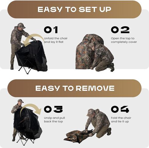 Pop-Up Hunting Ground Blind with 270° See Through, Lightweight 1-2 Person Hunting Blind with Carrying Bag, 4-Panel Spring Steel, for Deer, Turkey Duck Hunting, Bow Hunting in Kuwait