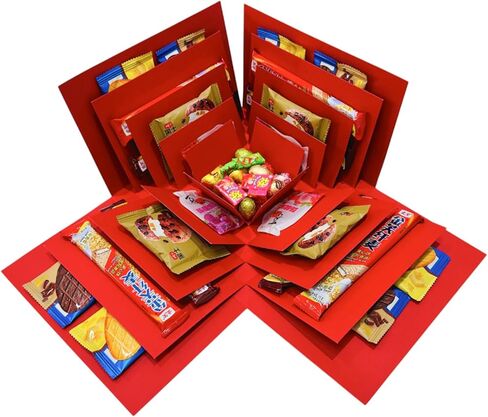 LOOMROOT Gift Box for Holidays, 5 Layer Surprise Picture Box Opens Up, Multi Layer DIY Photos Gift for Birthdays (RED) in Saudi Arabia