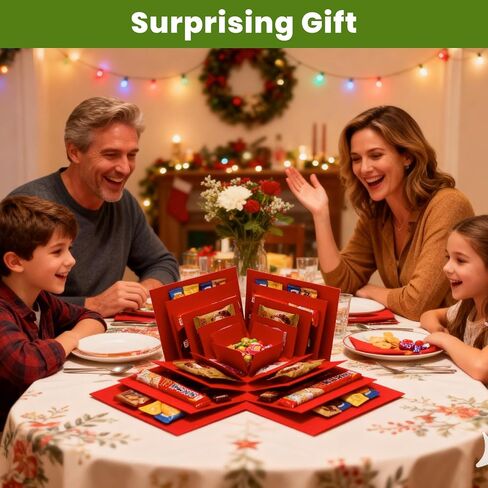 LOOMROOT Gift Box for Holidays, 5 Layer Surprise Picture Box Opens Up, Multi Layer DIY Photos Gift for Birthdays (RED) in Saudi Arabia