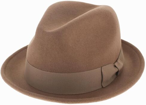 Belfry Trilby Men/Women Snap Brim Vintage Style Dress Fedora Hat 100% Pure Wool Felt in Black, Grey, Navy, Brown and Pecan (Medium, Olive) in Kuwait