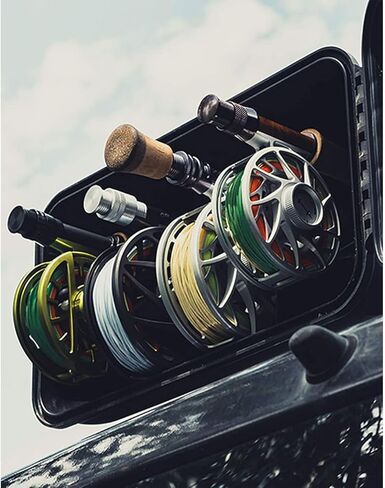 حامل قضيب الصيد من Riversmith River Quiver 4-Banger للسيارة والشاحنة وسيارات الدفع الرباعي - حامل قضيب الطيران ذو 4 قضبان مع صندوق بكرة قفل 10 أقدام و4 بوصات، حامل سريع التحرير، أسود in Saudi Arabia