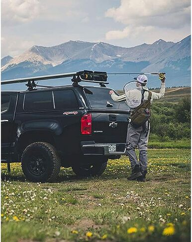 حامل قضيب الصيد من Riversmith River Quiver 4-Banger للسيارة والشاحنة وسيارات الدفع الرباعي - حامل قضيب الطيران ذو 4 قضبان مع صندوق بكرة قفل 10 أقدام و4 بوصات، حامل سريع التحرير، أسود in Saudi Arabia