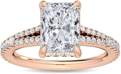 1-5 Carat (ctw) White Gold Radiant,Round Cut LAB GROWN Diamond Hidden Halo Engagement Ring (Color D-E Clarity VS1-VS2) in Saudi Arabia
