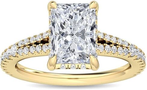 1-5 Carat (ctw) White Gold Radiant,Round Cut LAB GROWN Diamond Hidden Halo Engagement Ring (Color D-E Clarity VS1-VS2) in Saudi Arabia