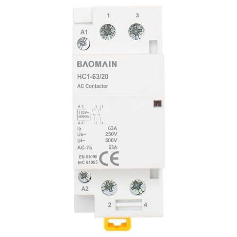 Baomain AC Contactor 32A 2 Pole Normally Open Universal Circuit Control 35mm DIN Rail Mount CE Listed 2NO BCT-32/20 (AC 24V) in Saudi Arabia