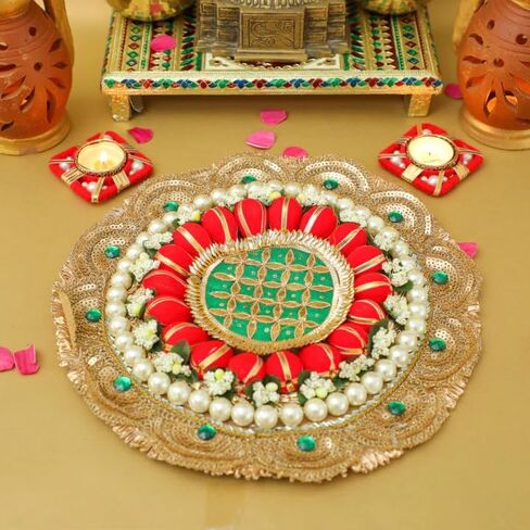 Desi Favors Assorted Placemat Set of 4 | Handmade Cotton Round Placemats 14 Inch - Beautiful Kitchen Table Mats, Fancy Elegant Decorative for Dining Table Décor, Wedding, Party, Easter, & Everyday Use in Saudi Arabia