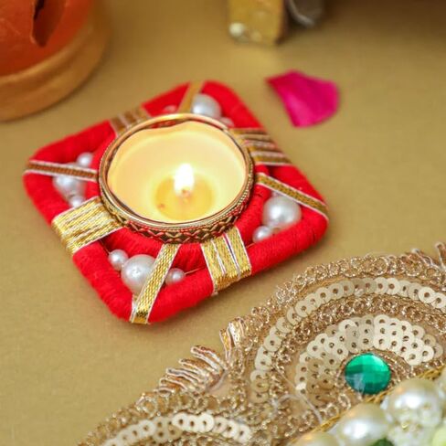 Desi Favors Assorted Placemat Set of 4 | Handmade Cotton Round Placemats 14 Inch - Beautiful Kitchen Table Mats, Fancy Elegant Decorative for Dining Table Décor, Wedding, Party, Easter, & Everyday Use in Saudi Arabia