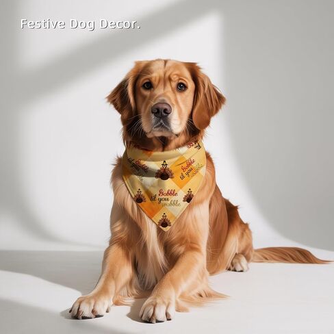 Thanksgiving Dog Bandanas, Turkey Taster, Gobble Til You Wobble Dog Scarf for Medium Large Dogs in Saudi Arabia