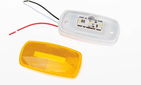 Optronics MCL32ATB 4" x 2" Rectangular LED Clearance and Side Marker Light with Turn Signal, Amber Lens, White Base, Waterproof, Durable ABS Housing, Ideal for Trailers and RVs in Saudi Arabia
