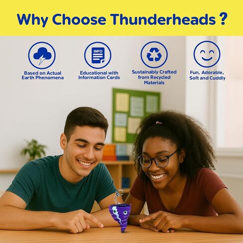 Thunderheads Tornado Plush Keychain, Weather-Inspired Educational Clip-On Collectible with Fun Fact Card, Eco-Friendly Plush Bag Charm, STEM Tool to Learn about Storms and Unique Earth Science Gift in Saudi Arabia