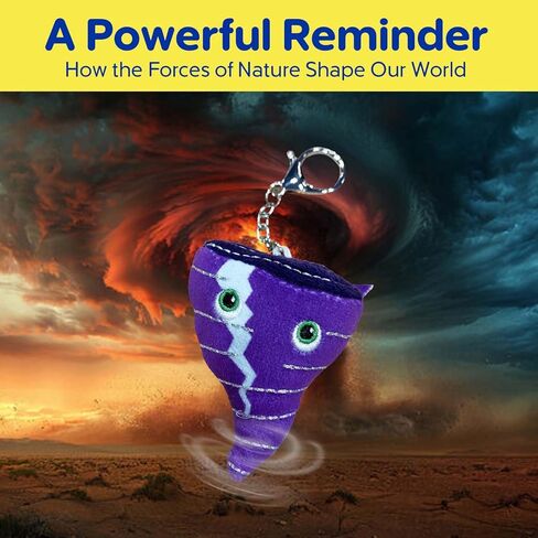 Thunderheads Tornado Plush Keychain, Weather-Inspired Educational Clip-On Collectible with Fun Fact Card, Eco-Friendly Plush Bag Charm, STEM Tool to Learn about Storms and Unique Earth Science Gift in Saudi Arabia
