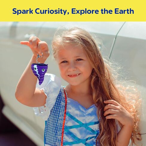 Thunderheads Tornado Plush Keychain, Weather-Inspired Educational Clip-On Collectible with Fun Fact Card, Eco-Friendly Plush Bag Charm, STEM Tool to Learn about Storms and Unique Earth Science Gift in Saudi Arabia