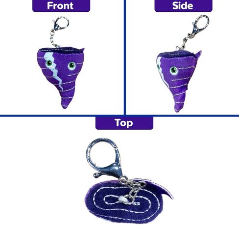 Thunderheads Tornado Plush Keychain, Weather-Inspired Educational Clip-On Collectible with Fun Fact Card, Eco-Friendly Plush Bag Charm, STEM Tool to Learn about Storms and Unique Earth Science Gift in Saudi Arabia
