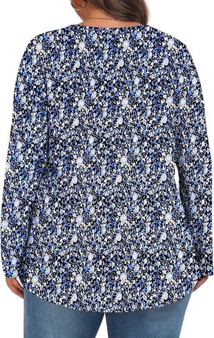 Plus Size Tops for Women Winter Long Sleeve Shirts Crew Neck Casual Loose Tunic Blouse 1X-5X in Kuwait