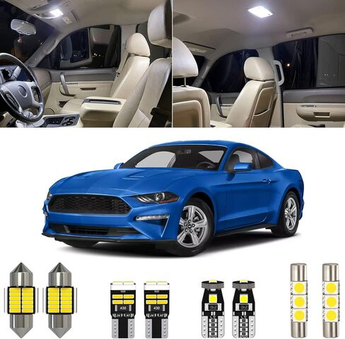 8 Piece 6000K White Interior LED Light Kit Package Compatible with Ford Mustang 2015 2016 2017 2018 2019 2020 2021, with Placement Diagram and Install Tool in Saudi Arabia
