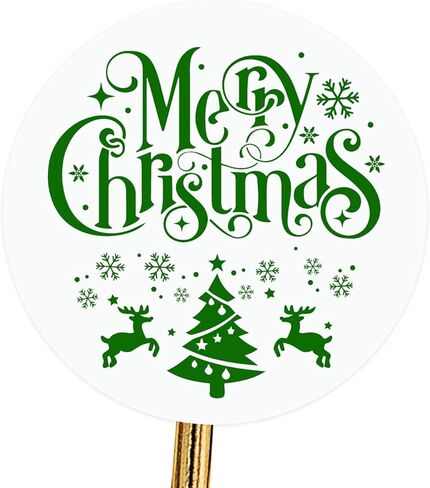 عيد ميلاد سعيد: 120 قطعة من ملصقات العطلات الدائرية المصنوعة من رقائق الذهب الوردي مقاس 1.6 بوصة - أختام وملصقات عيد الميلاد المزخرفة (مختومة بالرقائق المعدنية) in Kuwait