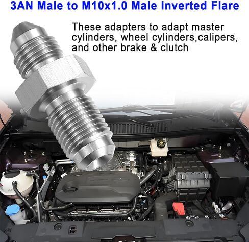 3AN Male to M10x1.0 Male Inverted Flare Stainless Steel Brake Adapter Fitting Connector（1pcs） in Saudi Arabia