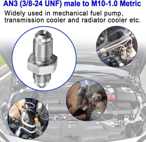 3AN Male to M10x1.0 Male Inverted Flare Stainless Steel Brake Adapter Fitting Connector（1pcs） in Saudi Arabia