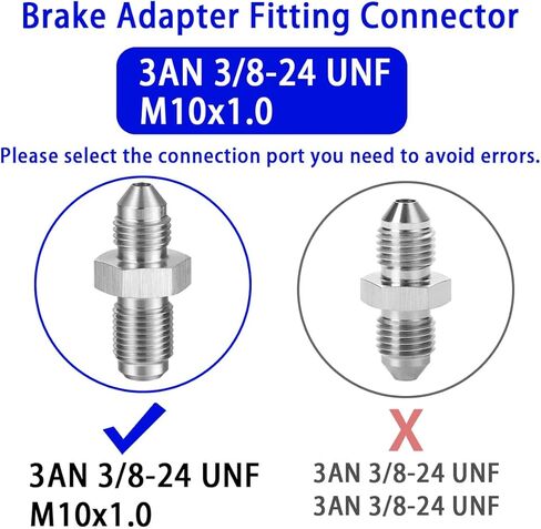 3AN Male to M10x1.0 Male Inverted Flare Stainless Steel Brake Adapter Fitting Connector（1pcs） in Saudi Arabia